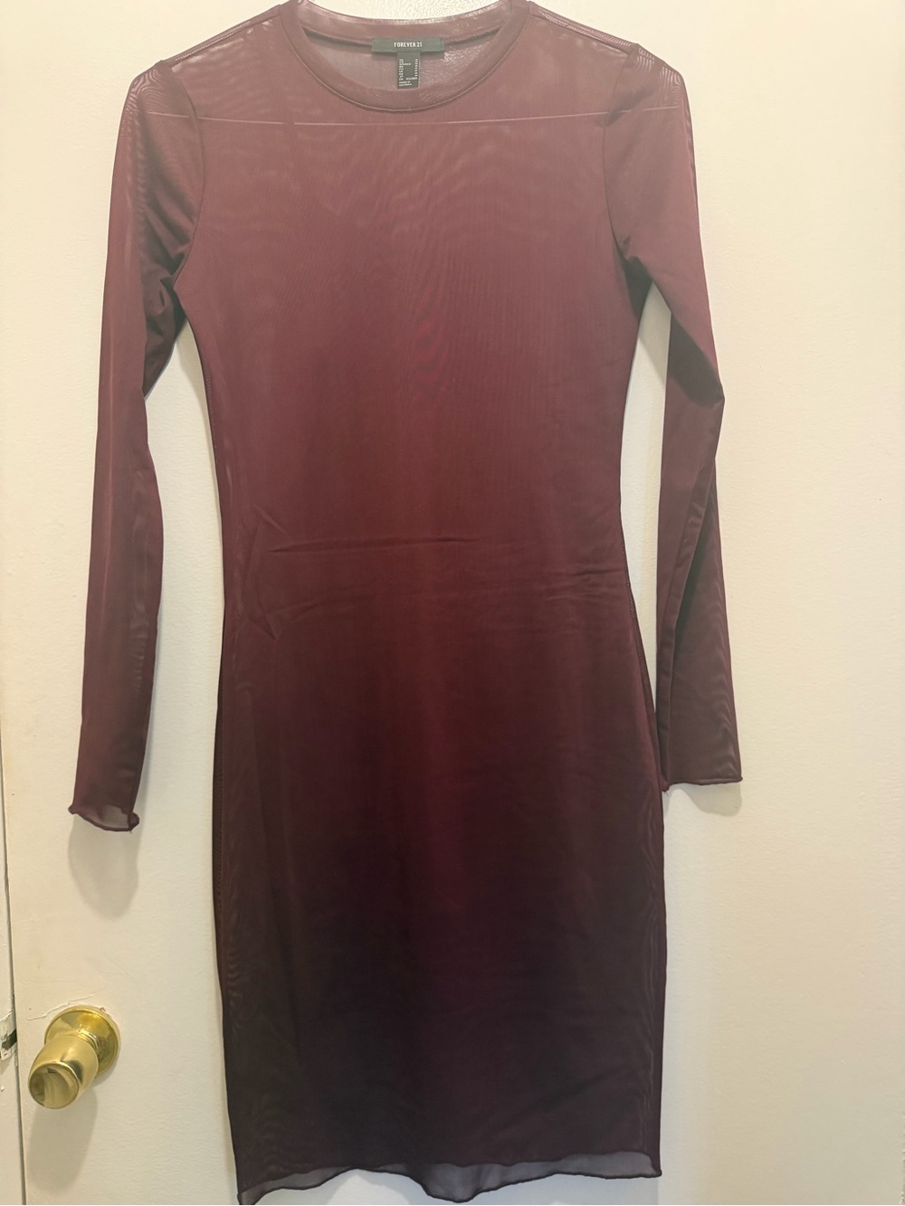 Forever 21 Wine Long Sleeve Bodycon Midi Dress